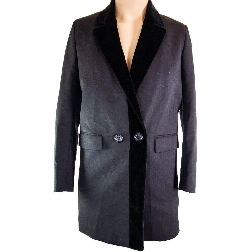 Mauro Grifoni Black Coat Women's 40 US Small Italian Designer Button Up Overcoat